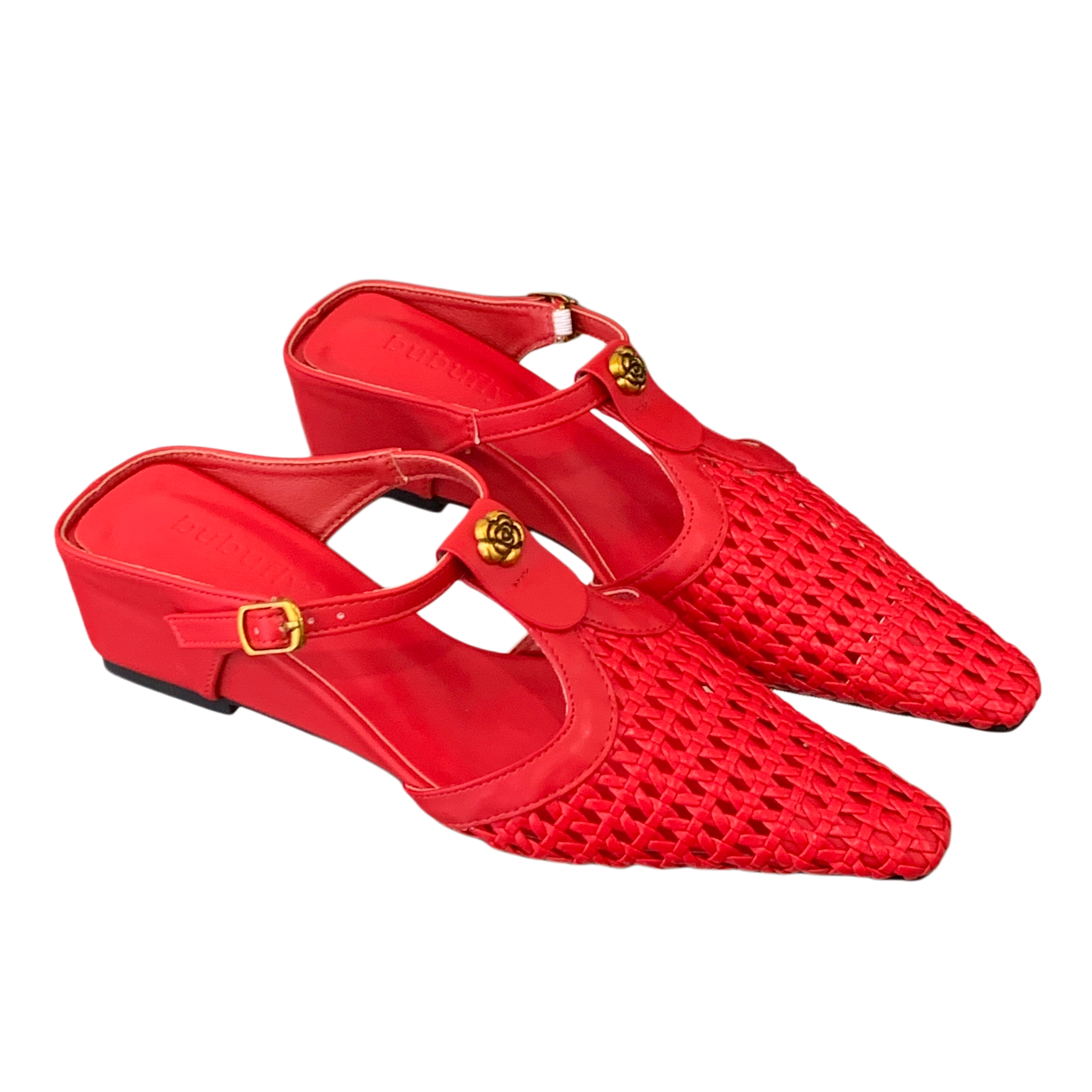 2026 French Woven Hollow Pointed Toe Chunky Heel Sandals for Women Summer Strap Closed Toe Real Leather Shoes - Image 5