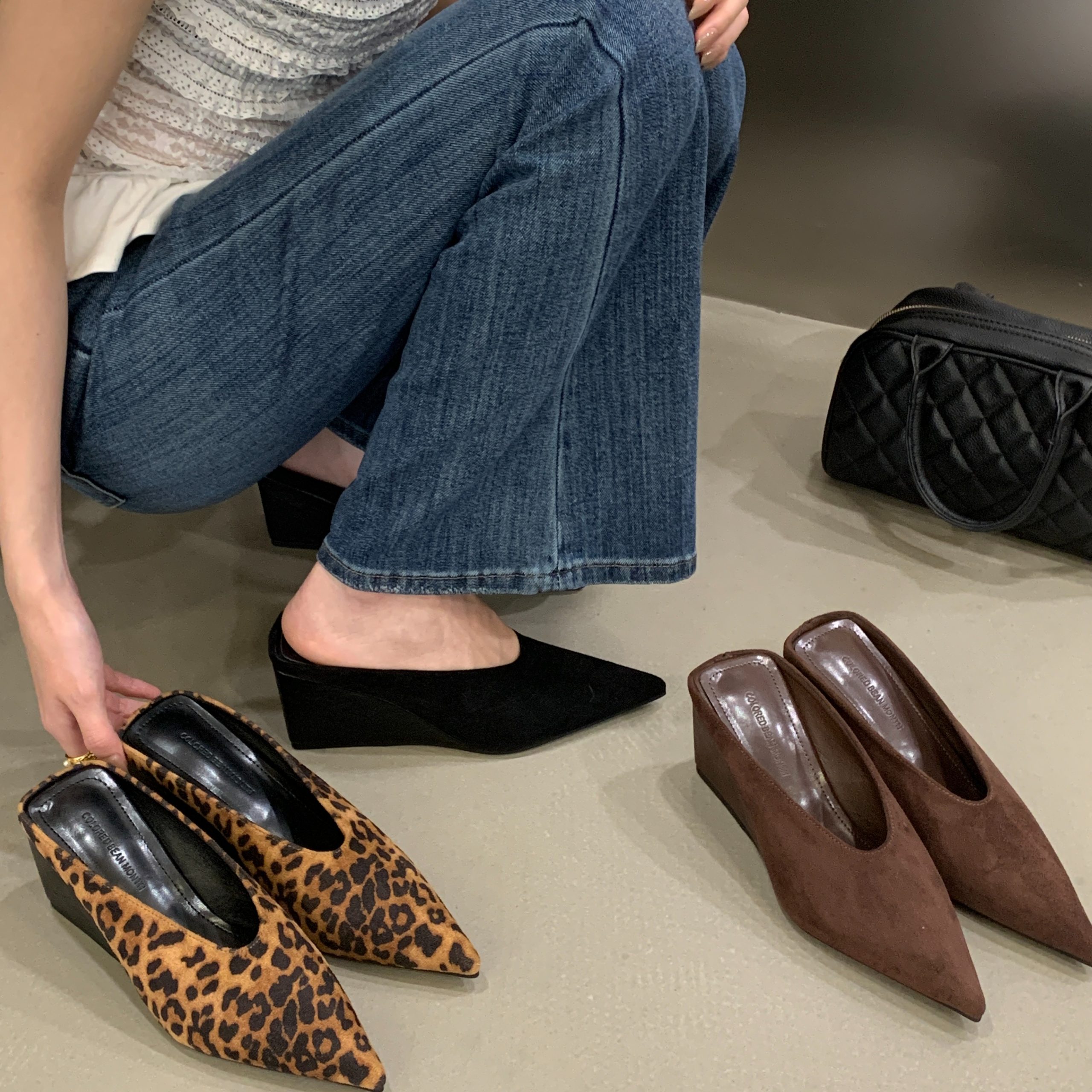 2026 New French Style Pointed Toe Thick Sole Half Slippers Women Commuter High Heels - Image 5