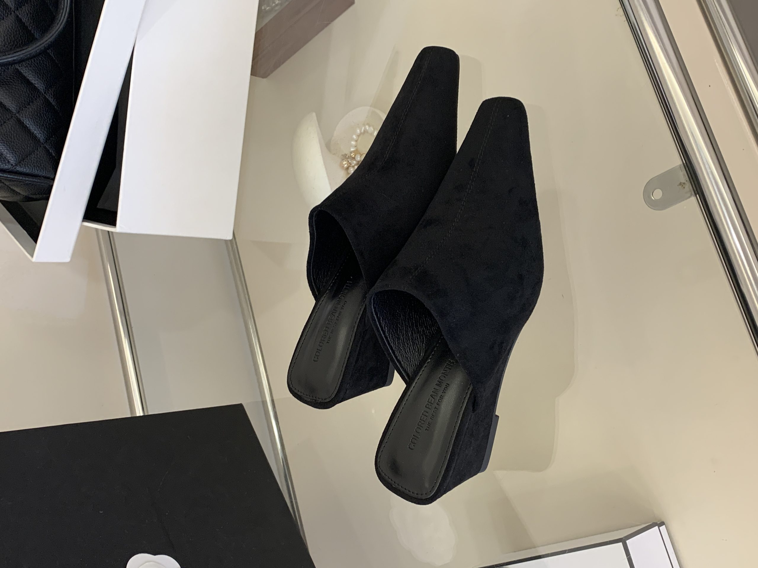 2026 New French Style Square Toe Chunky Heel Half Slippers Women Mid Heel One Strap Commuter High Heels