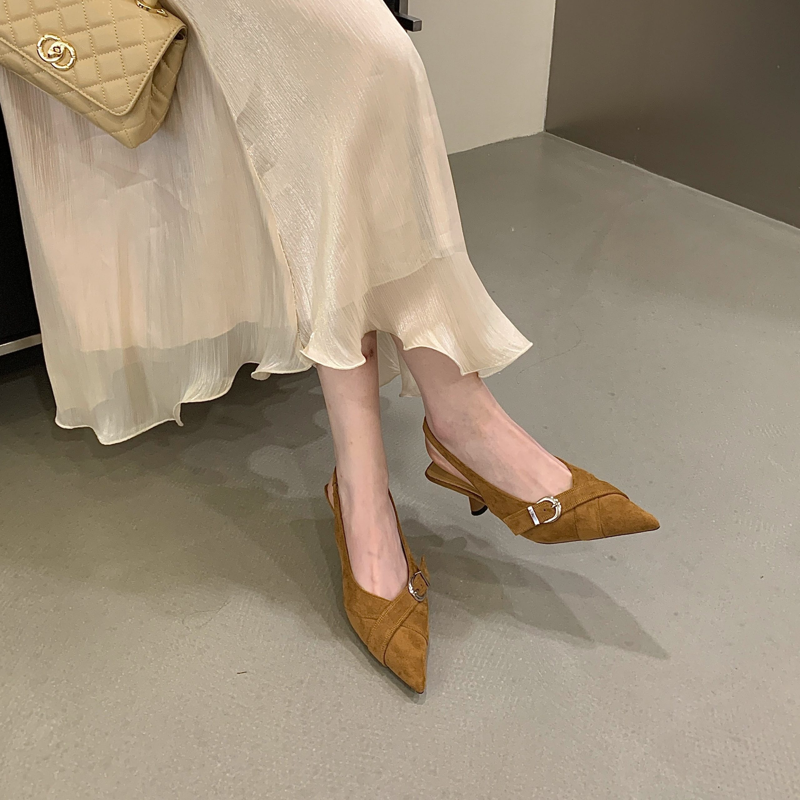 2026 New Spring Summer French Pointed Toe One-Strap Thin Heel Open Back Single Shoes for Women - Style 76a741 - Image 5