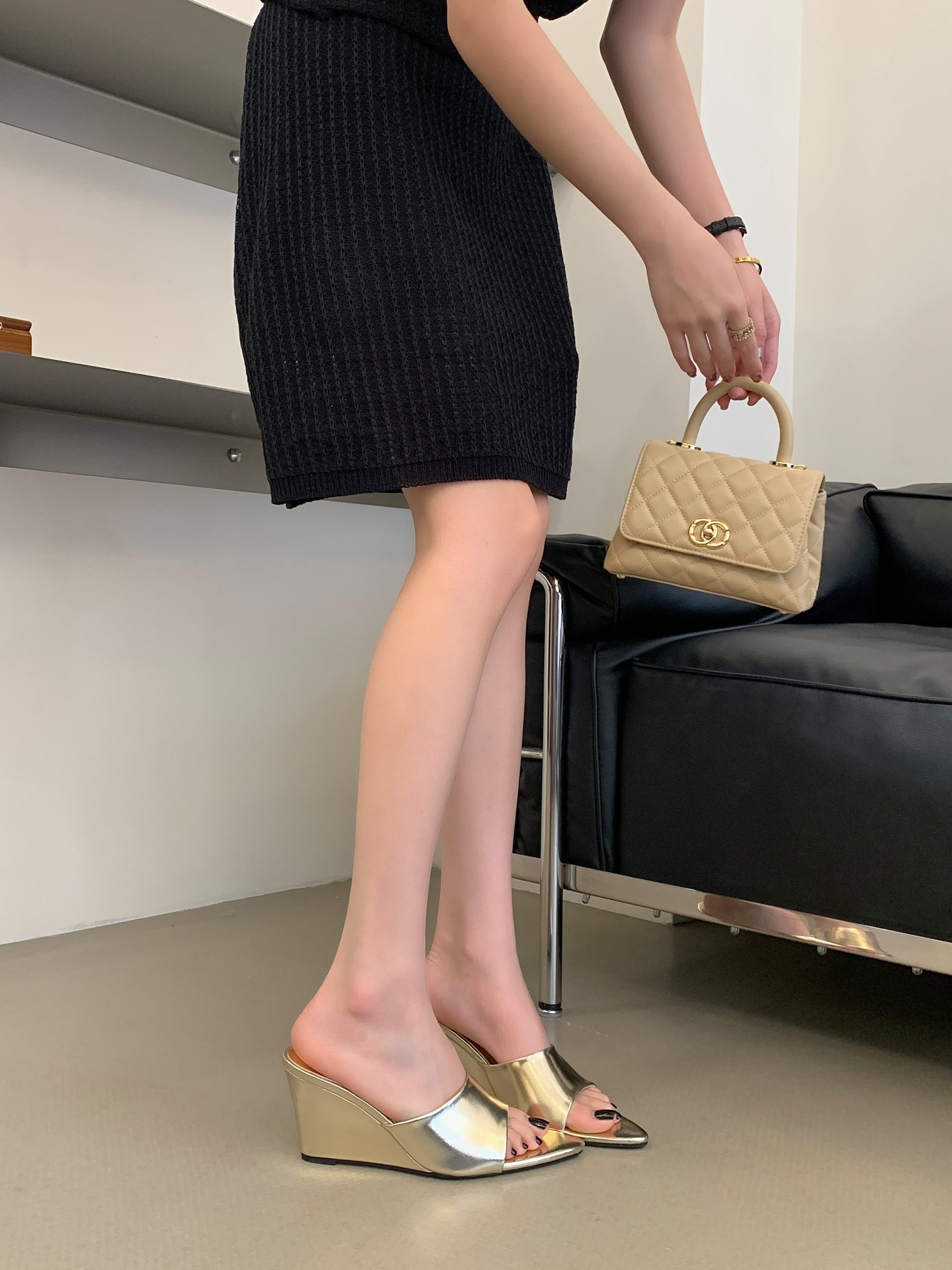 BUBUFLY 2026 Spring Summer New Leather High Heel Pointed Toe Sandals Sexy Wedge Mules Fashion Versatile Slippers Women - Image 4