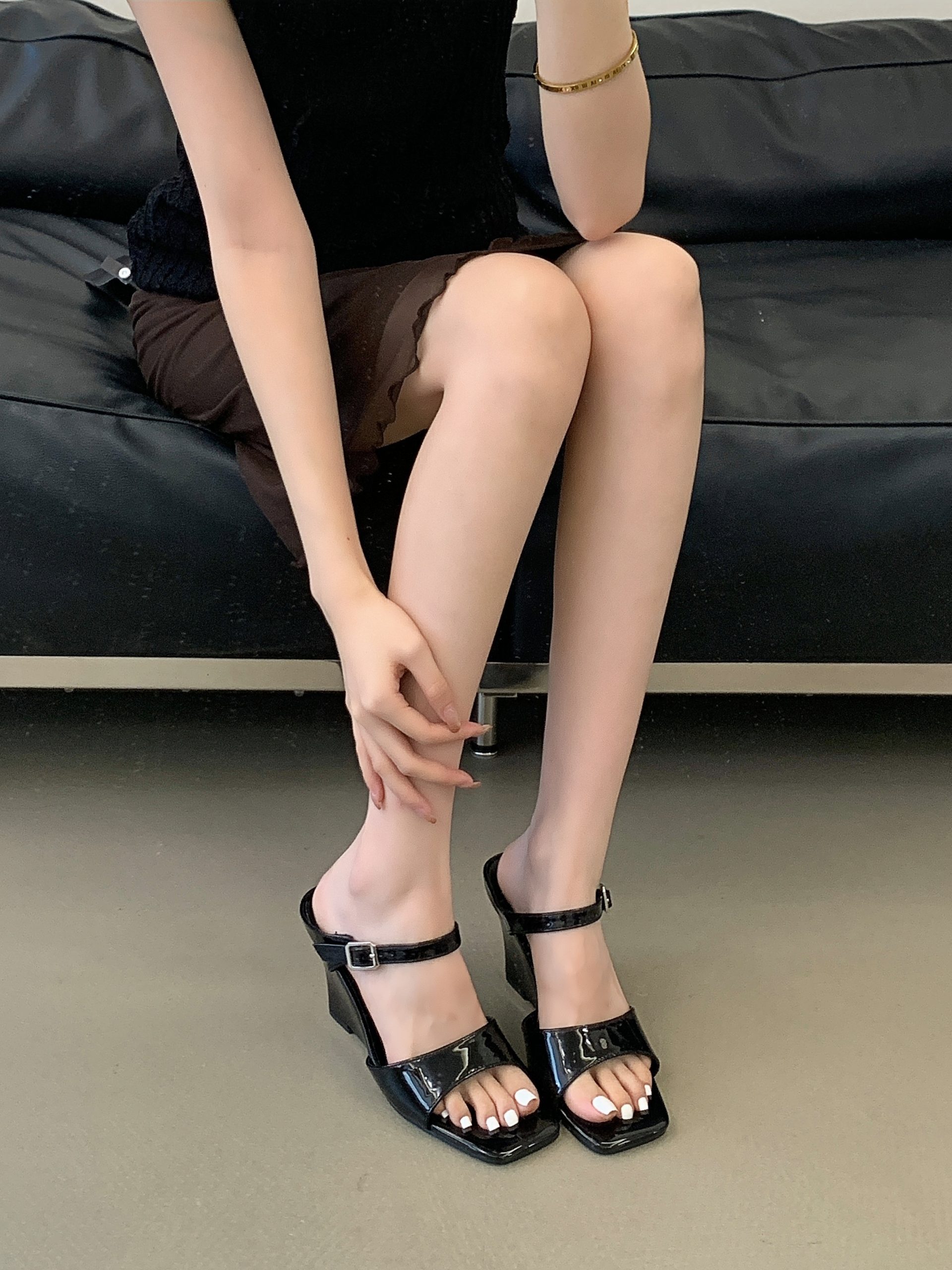 BUBUFLY 2026 Women's Elegant Open Toe High Heel Sandals with Ankle Strap, Red Wedge Heels, Comfortable Daily Shoes - Image 3
