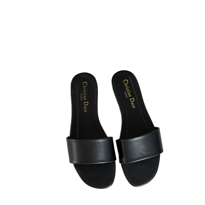 Domeier Women's Flat Slide Sandals One-Band PU Slippers 2024 Spring - Image 5