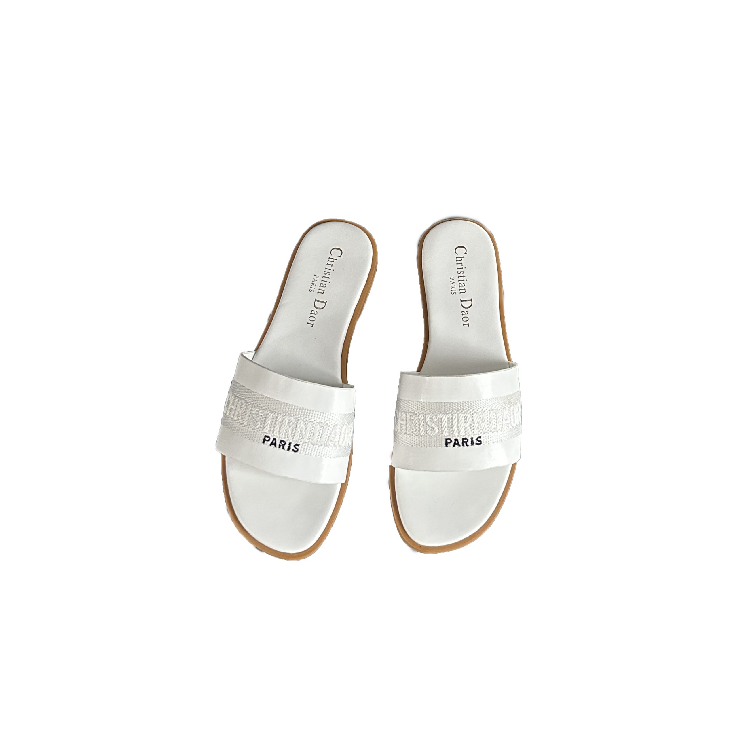 Dumier 2024 Spring PU Flat Slippers with Embroidery for Women - Solid Color Low Heel - Image 5