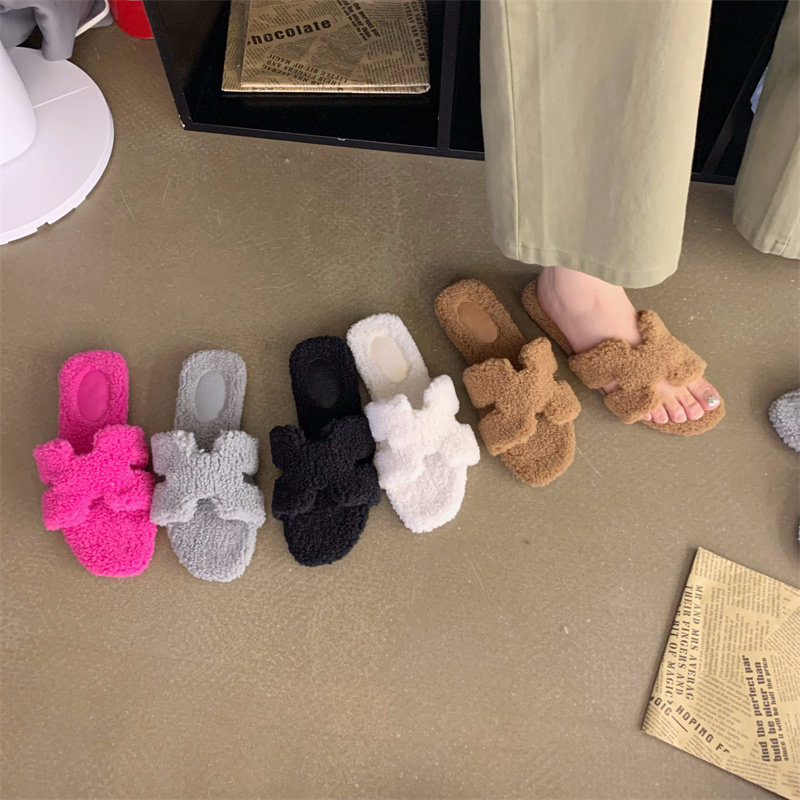 French Style Slip-On Faux Fur Slippers for Women - Flat Heel, 2024 Summer - Image 3